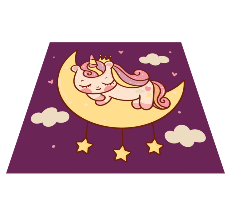 Drăguț unicorn dormind pe un covor de vinil lunar - TenStickers