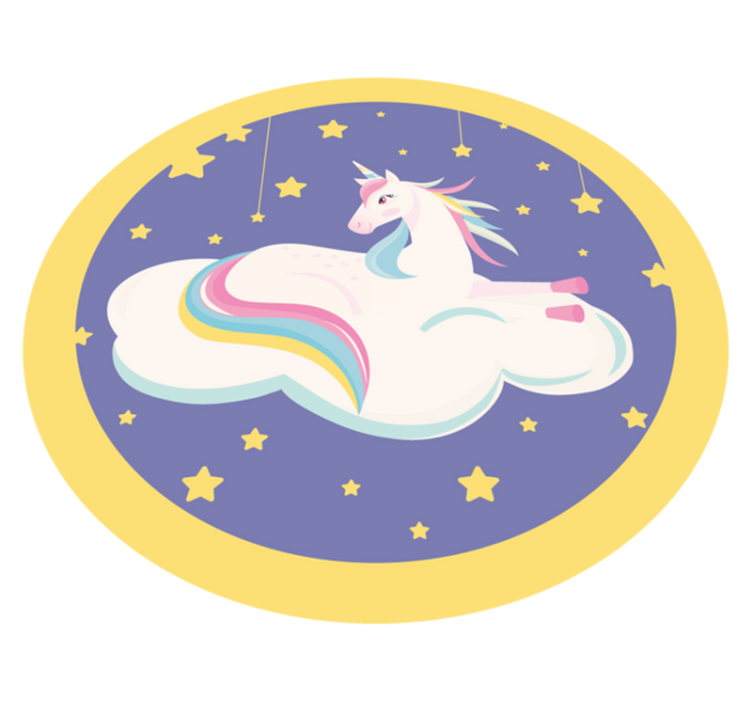 Unicorn așezat pe un covor de animale din nori - TenStickers