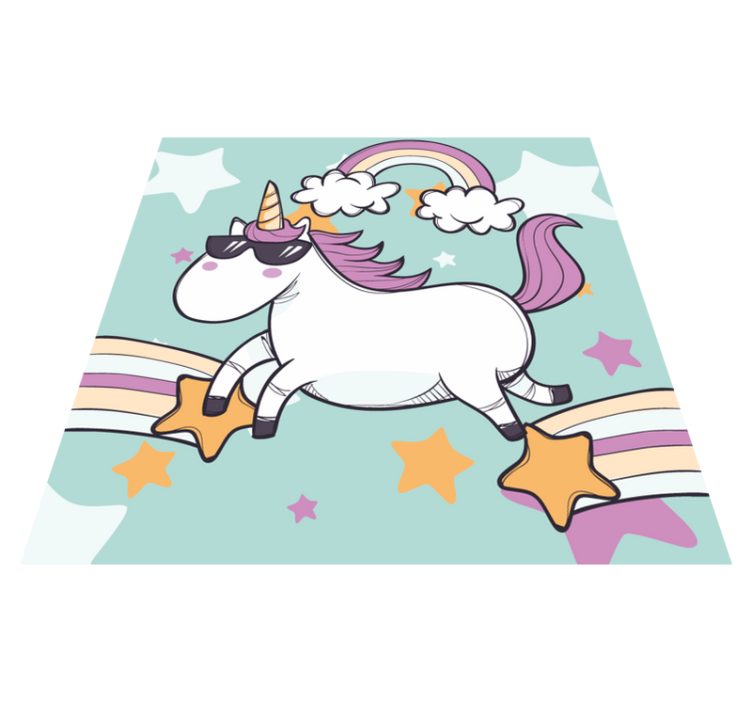 Unicorn desenat manual cu ochelari de soare covor pentru animale - TenStickers