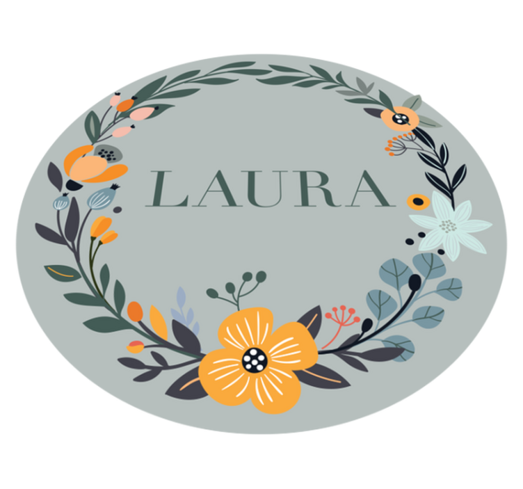 Covor de vinil cu nome design floral personalizat - TenStickers