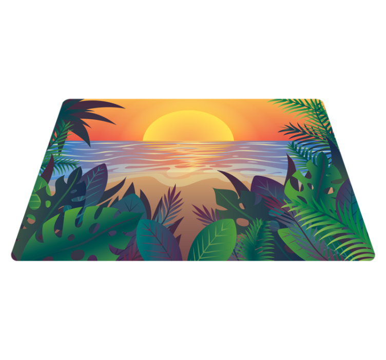 Covor vinil cu aspect de natura apus tropical - TenStickers