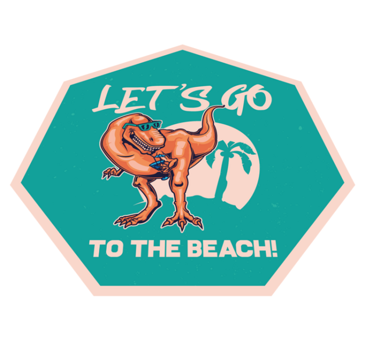 Covor vinil animal distracție cu dinozauri pe plajă - TenStickers