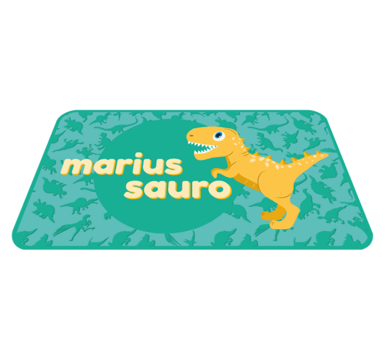 Covor personalizat t-rex pe fundal albastru - TenStickers