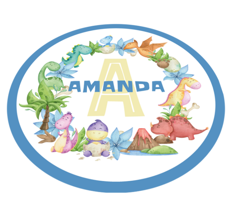 Covor de vinil cu nome cerc de dinozauri - TenStickers