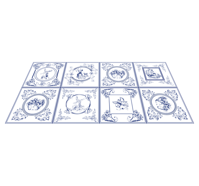 Covor de țiglă albastră vintage - TenStickers