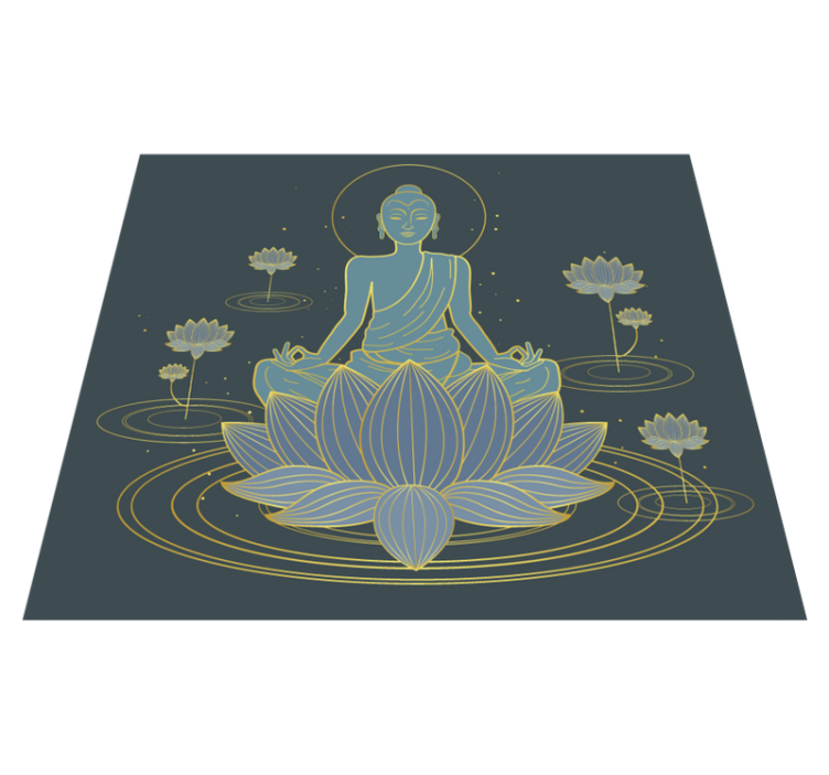 Covor de vinil cu flori de lotus și buddha - TenStickers