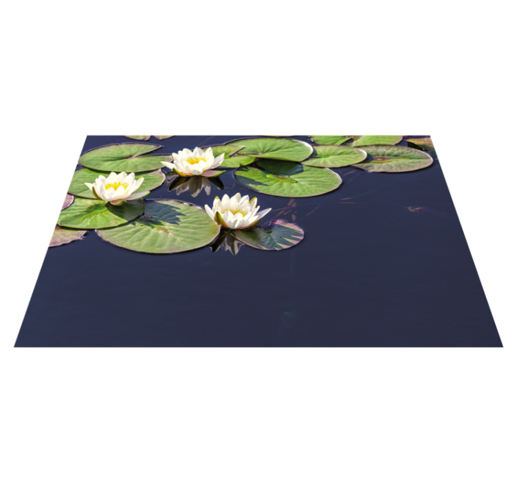 Lotus realist în covor floral de iaz - TenStickers