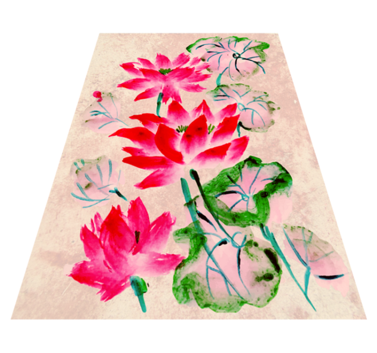 Covor de vinil floral acuarelă lotus - TenStickers