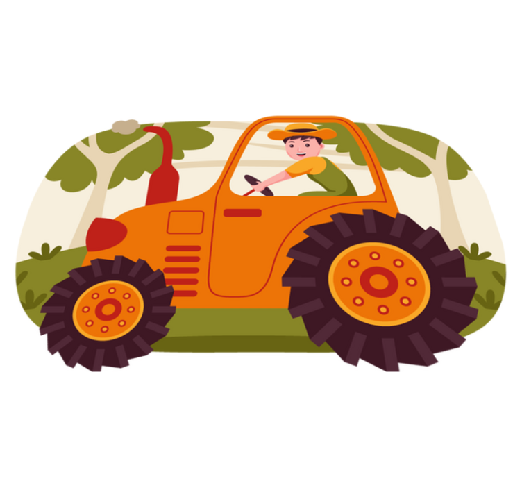 Covor de vinil pentru copii imagini jucăușe ale tractorului - TenStickers