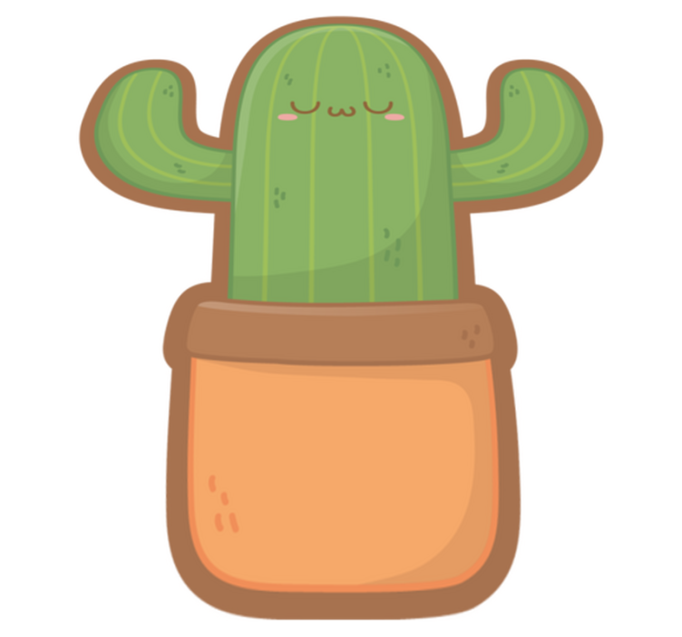 Covor vinil flori și plante ilustrație drăguță cactus - TenStickers