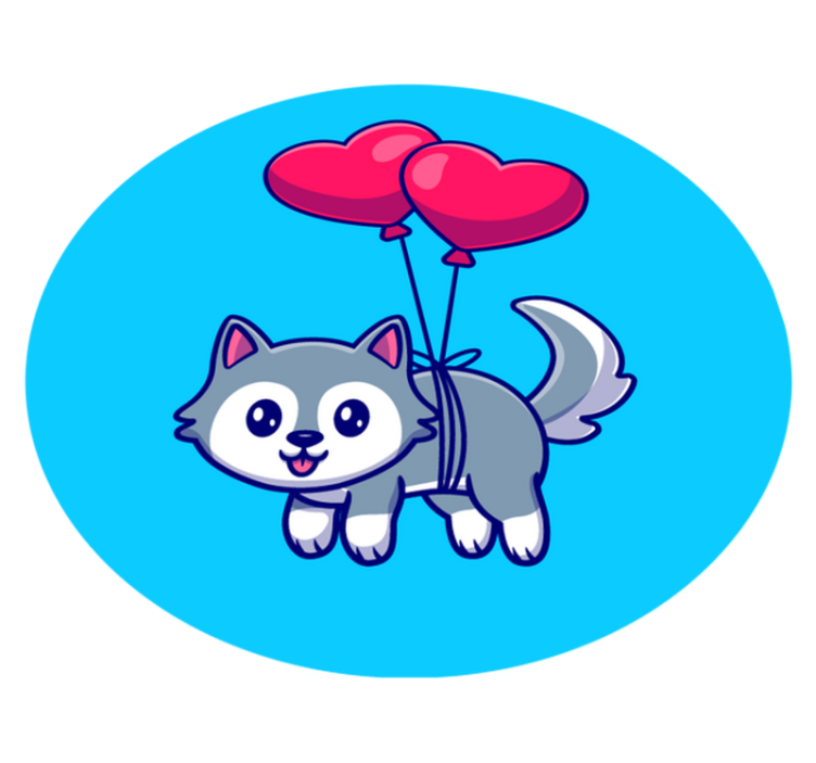 Covor vinil animal pui de lup cu baloane - TenStickers