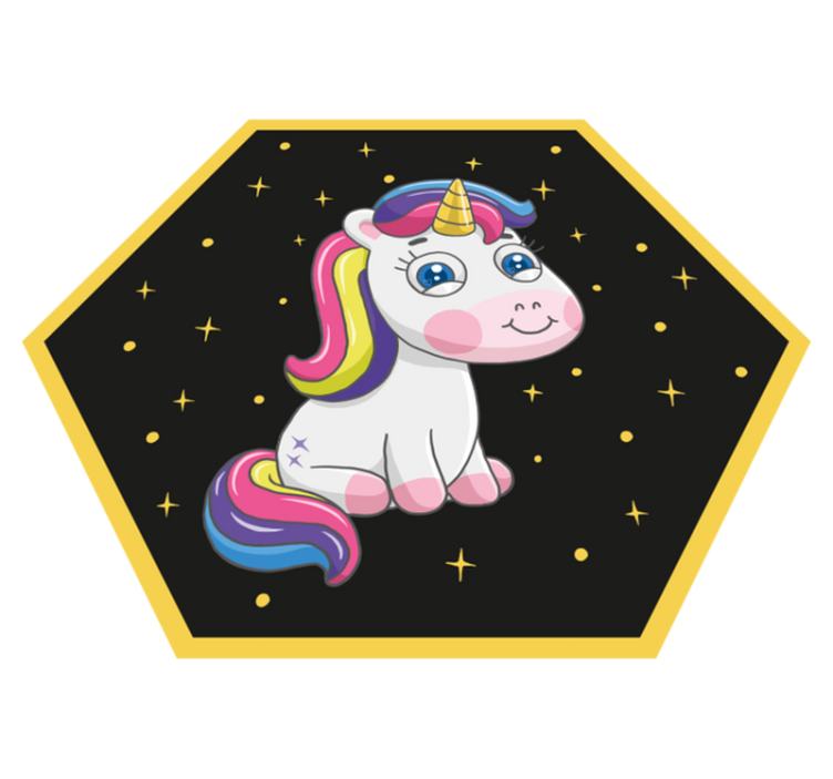 Unicorn șezut cu covor de vinil pentru copii curcubeu - TenStickers