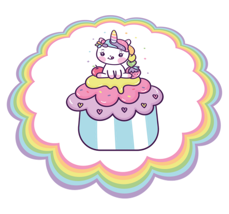 Covor de vinil pentru copii unicorn într-o cupcake - TenStickers