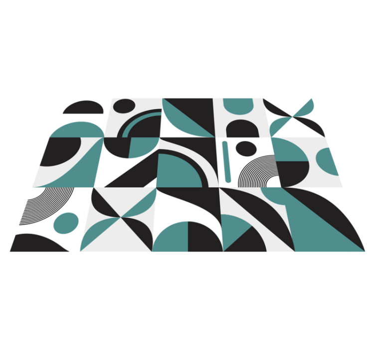 Covoare geometrice cu model hidraulic negru și albastru - TenStickers