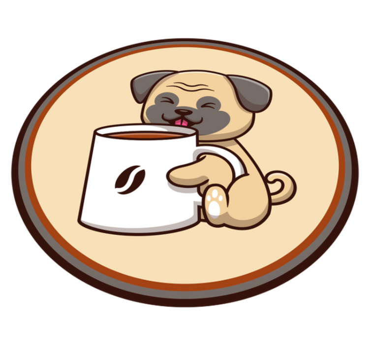 Covor de vinil cafea pug animal - TenStickers