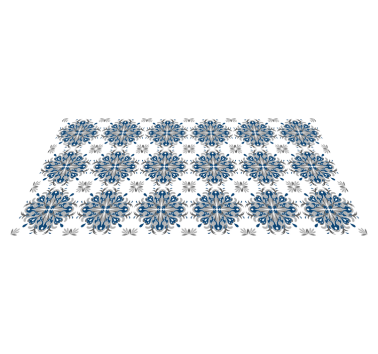 Covor de vinil mozaic flori albastre elegante - TenStickers