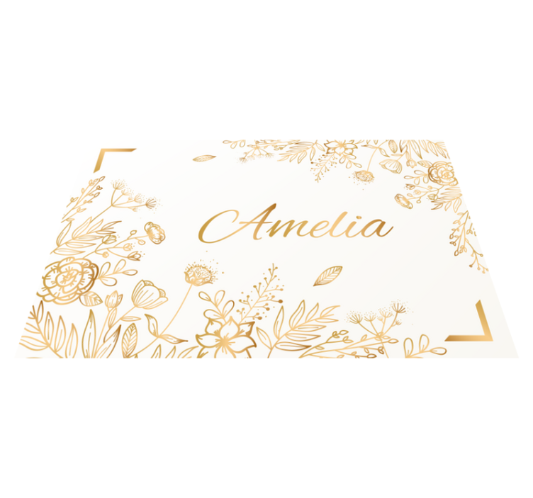 Covor de vinil cu nome bun venit personalizat floral - TenStickers