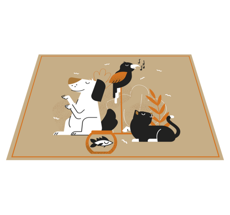Covor vinil animal ilustrație bej pentru animale de companie - TenStickers