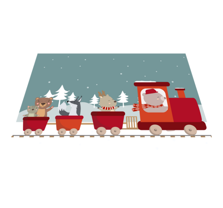 Alții covor de vinil aventură cu trenul cu animale - TenStickers