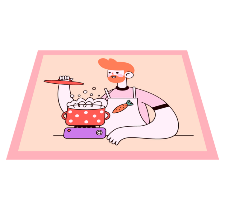 Covor de vinil pentru bucătărie bărbat roșcat care gătește - TenStickers