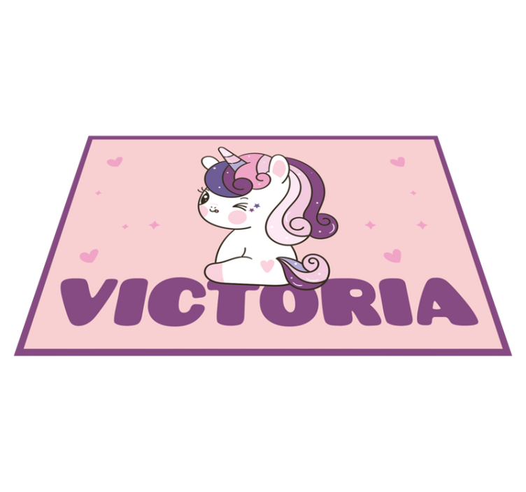 Covor de vinil cu nome temă unicorn drăguț - TenStickers