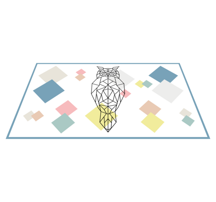 Imprimare bufniță pe forme geometrice covor nordic din vinil - TenStickers