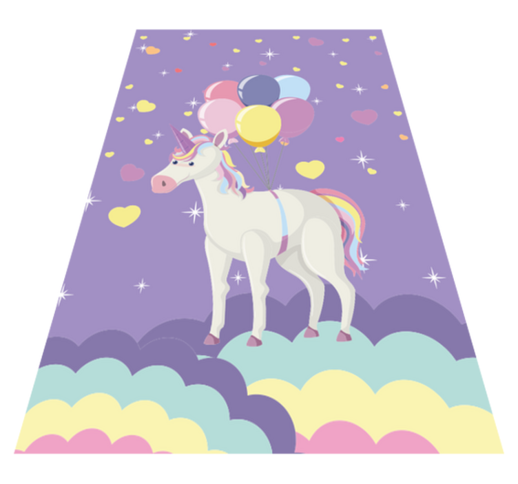 Covor de vinil pentru copii baloane unicorni mov - TenStickers