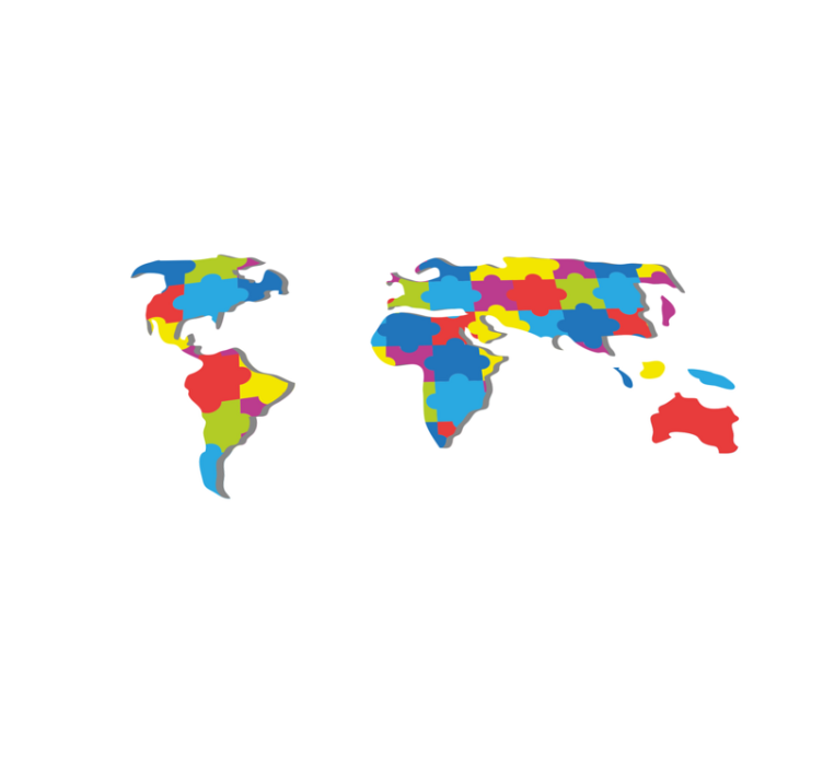 Covor de vinil harta lumii design colorat la nivel mondial - TenStickers