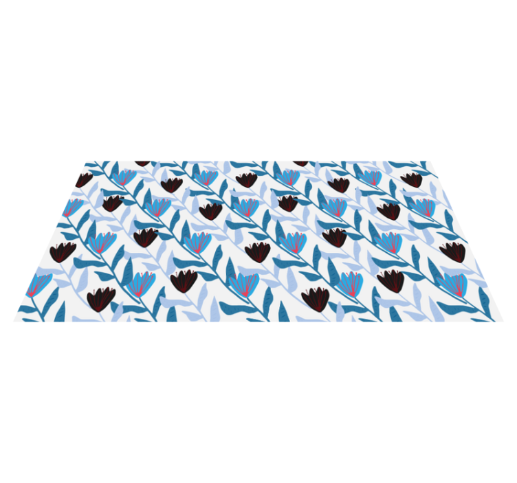 Covor floral albastru și negru ilustrat cu lalele - TenStickers