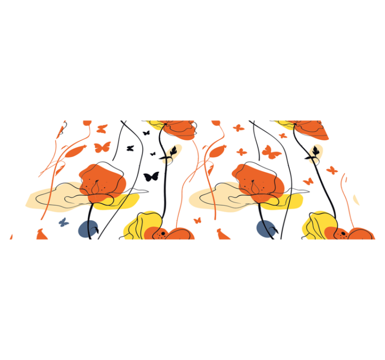 Covor vinil flori și plante model minimalist cu fluturi - TenStickers