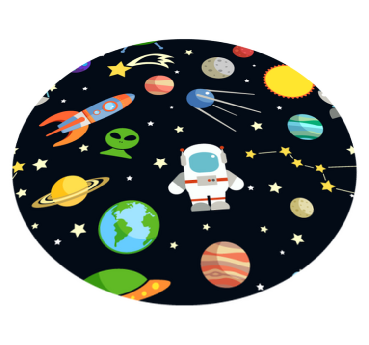 Desene animate diferite simboluri astronave covor stea - TenStickers