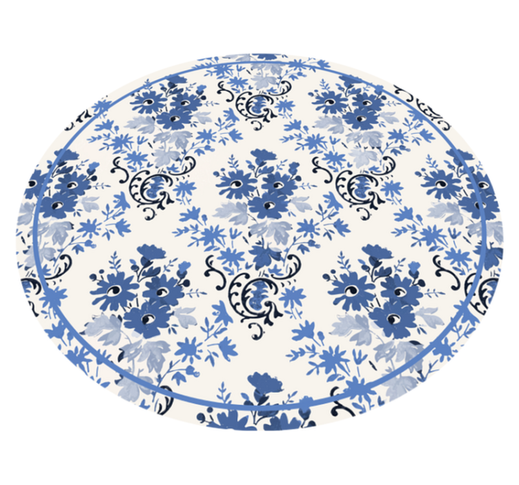 Covoruri vinil rotund imprimeu floral albastru - TenStickers