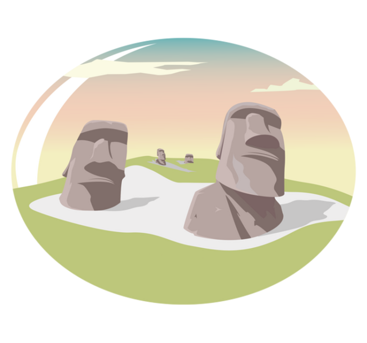 Covor vinil cu aspect de natura siluete de piatră moai - TenStickers