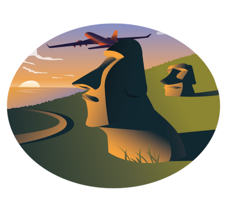 Covoruri vinil rotund apus de soare pe insula paștelui - TenStickers