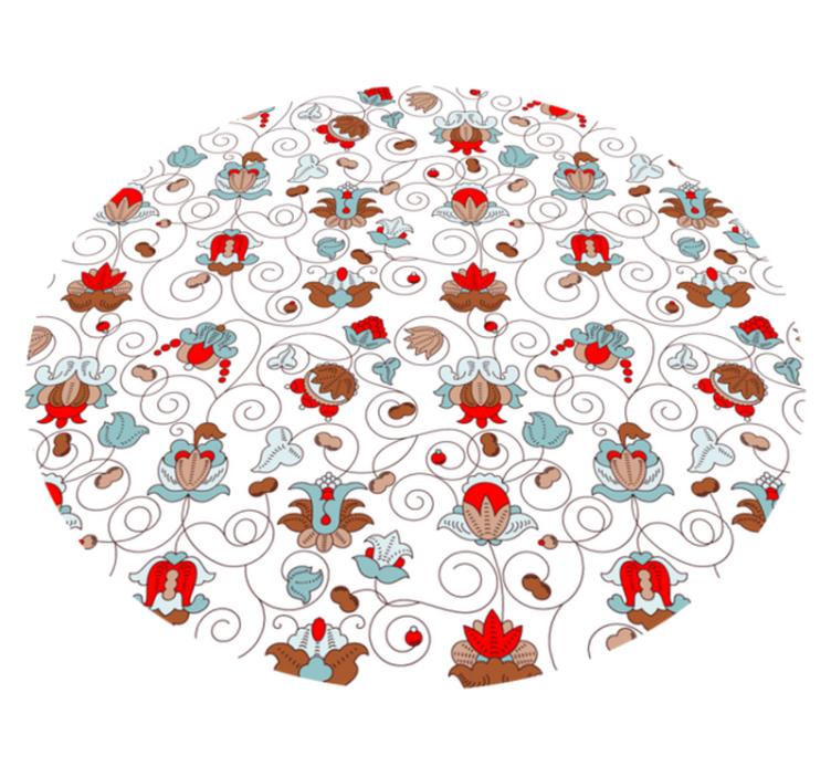 Covor vinil flori și plante accent spiralat botanic circular - TenStickers