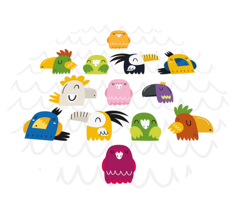 Covor de vinil pentru copii fețe de păsări colorate - TenStickers