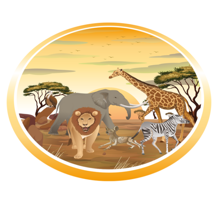 Covor vinil animal aventură cu animale în safari - TenStickers