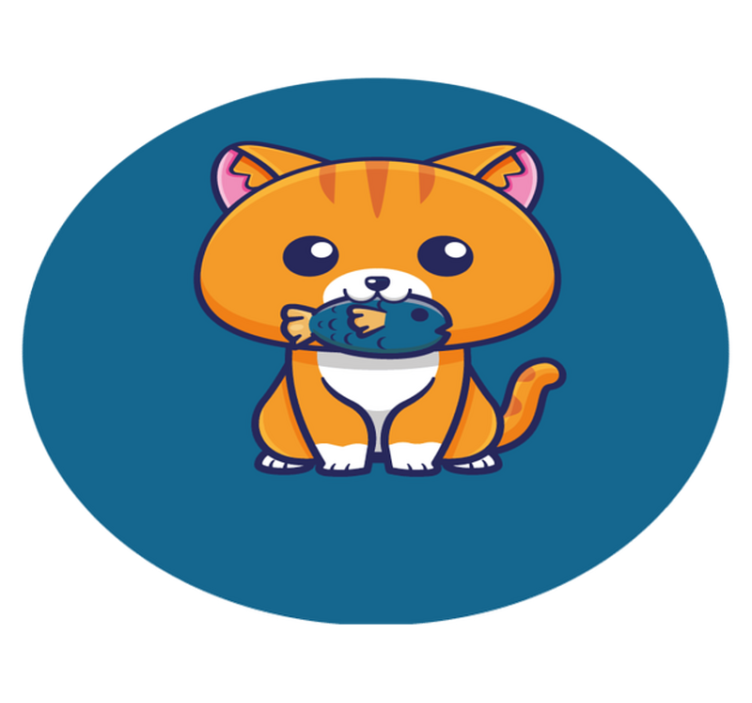 Covor vinil animal cerc felin de desene animate - TenStickers