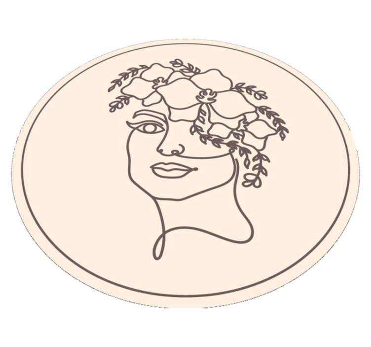 Covoruri vinil rotund ilustrație schiță botanică - TenStickers