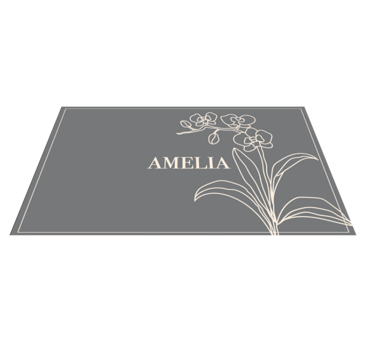Covor de vinil cu nome florale elegante personalizate - TenStickers