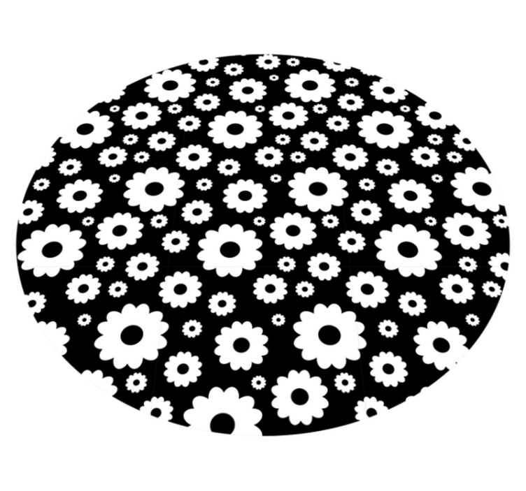 Covor vinil flori și plante model flori negre - TenStickers
