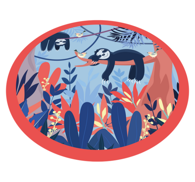 Covor vinil print animalier scenă din junglă cu leneși - TenStickers