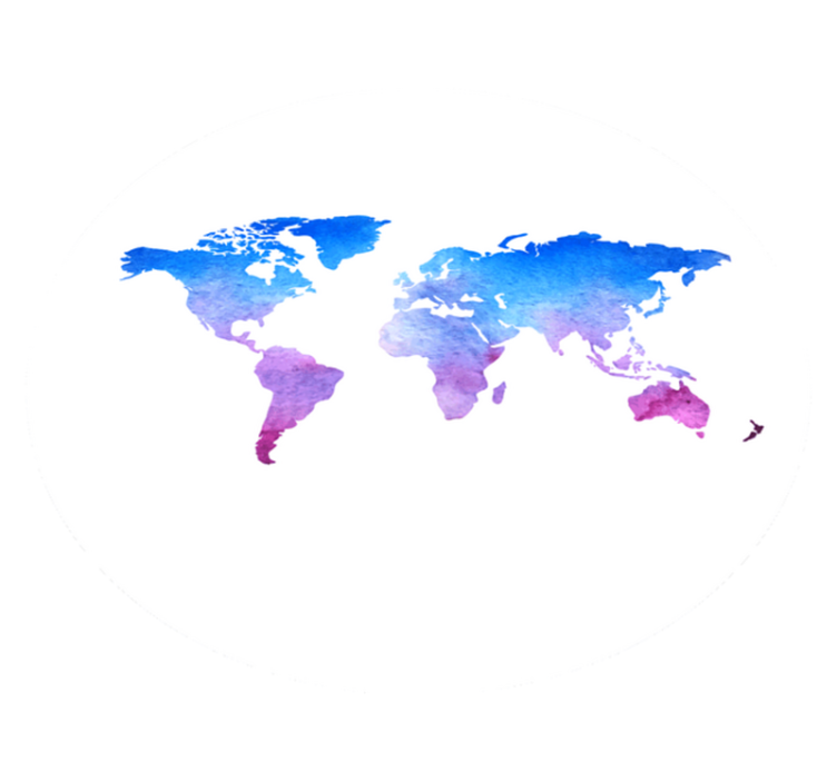 Covor de vinil harta lumii textură circulară de acuarelă. - TenStickers