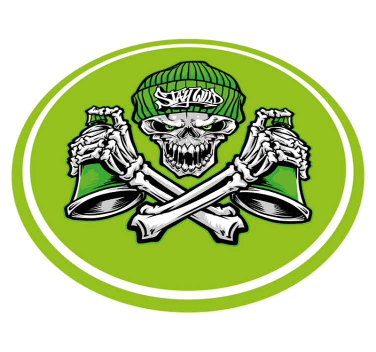 Covoruri vinil rotund craniu și băuturi - TenStickers