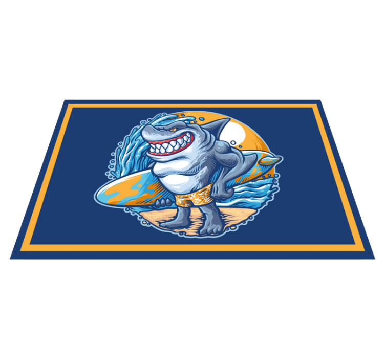 Covor modern de desene animate rechin de tablă de surf - TenStickers