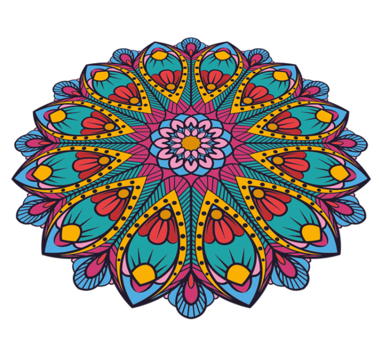 Covor vinil mandala ilustrație florală colorată - TenStickers
