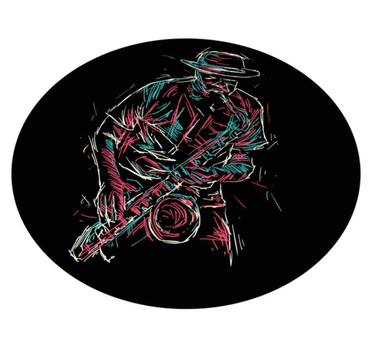 Covoruri vinil rotund spectacol de muzician de jazz - TenStickers