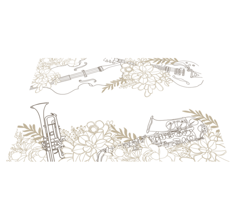 Covor vinil flori și plante aranjament floral muzical - TenStickers