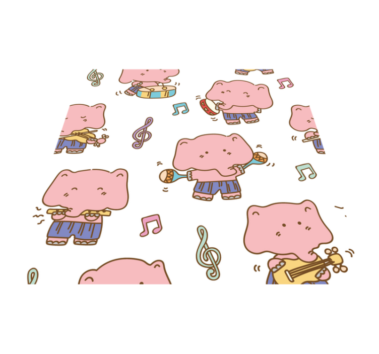 Alții covor de vinil temă cu elefanți muzicali - TenStickers