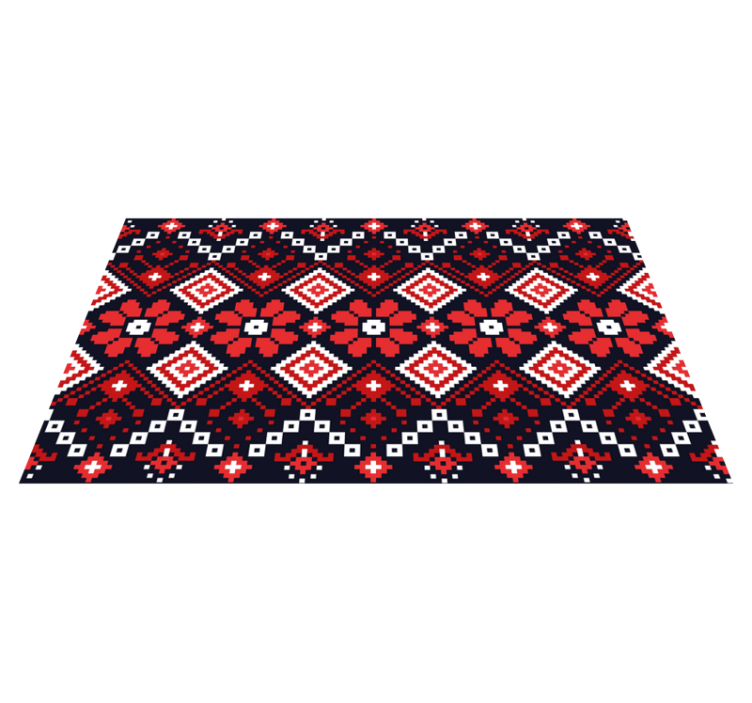 Covor etnic cu model geometric alb și roșu - TenStickers